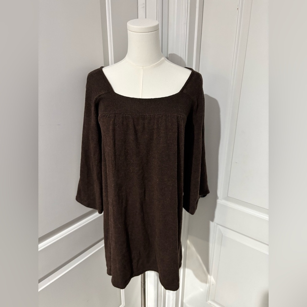 vintage 2000s Express brown knit empire waist top/dress - Picture 3 of 8